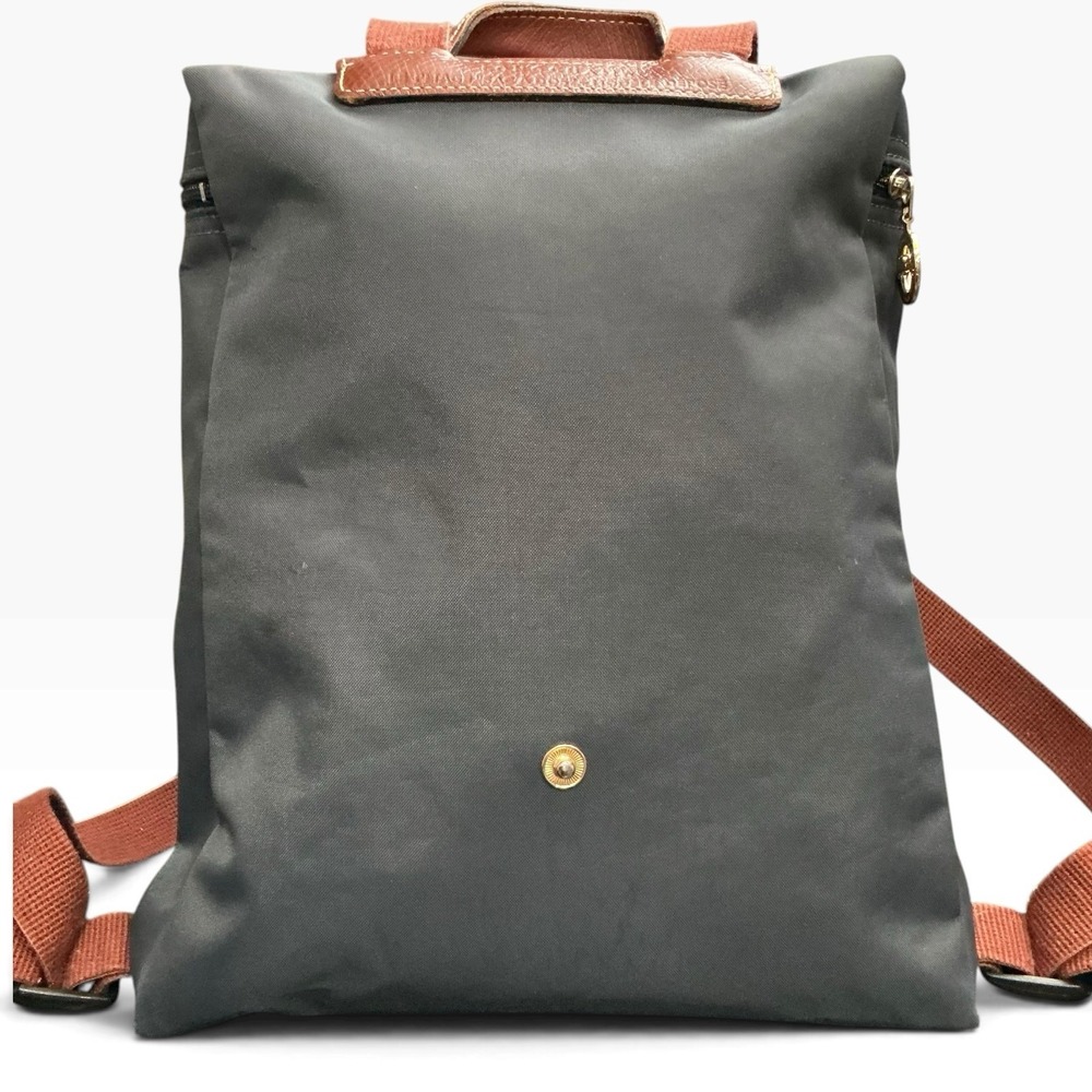 Longchamp Le Pliage Sac A Dos Vintage Y2K Nylon Leather Backpack Rare - Picture 4 of 8